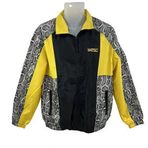 WESC Mens M NWT Track Jacket Color Block Cobra Yellow Black Windbreaker Lined